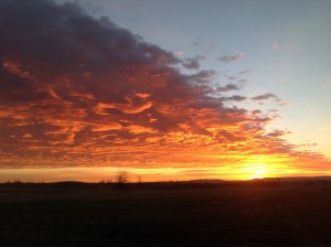 Sunrise in Mountain Time in Western North Dakota.